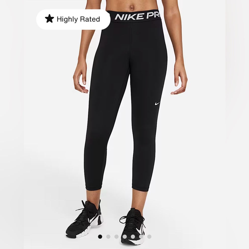 Nike Pro Women’s Mid-Rise Crop Mesh-Panel Leggings in Black (Size S).